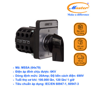 Chuyển Mạch Ampe 4 Vị Trí 48x60 Master