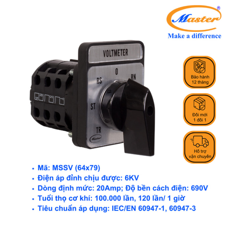 Chuyển Mạch Volt 7 Vị Trí 64x79 Master