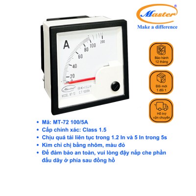Đồng Hồ Đo Ampe MT-72 100/5A CL1.5 Master