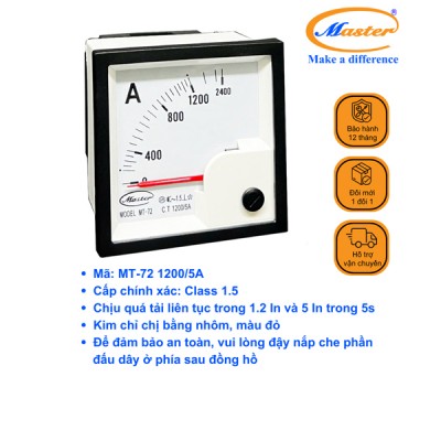 Đồng Hồ Đo Ampe MT-72 1200/5A CL1.5 Master