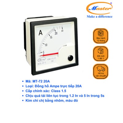 Đồng Hồ Đo Ampe Trực Tiếp MT-72 20A Master