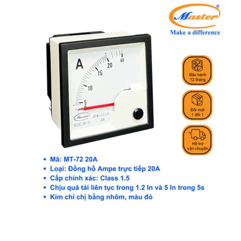 Đồng Hồ Đo Ampe MT-72 20A Master