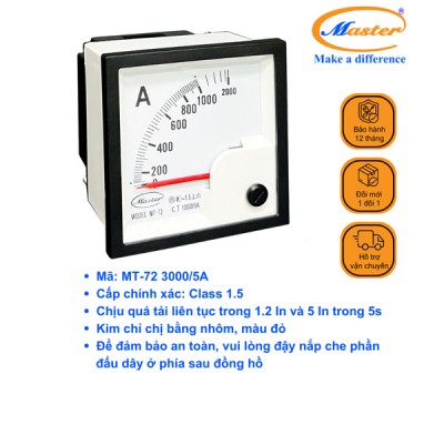 Đồng Hồ Đo Ampe MT-72 3000/5A CL1.5 Master