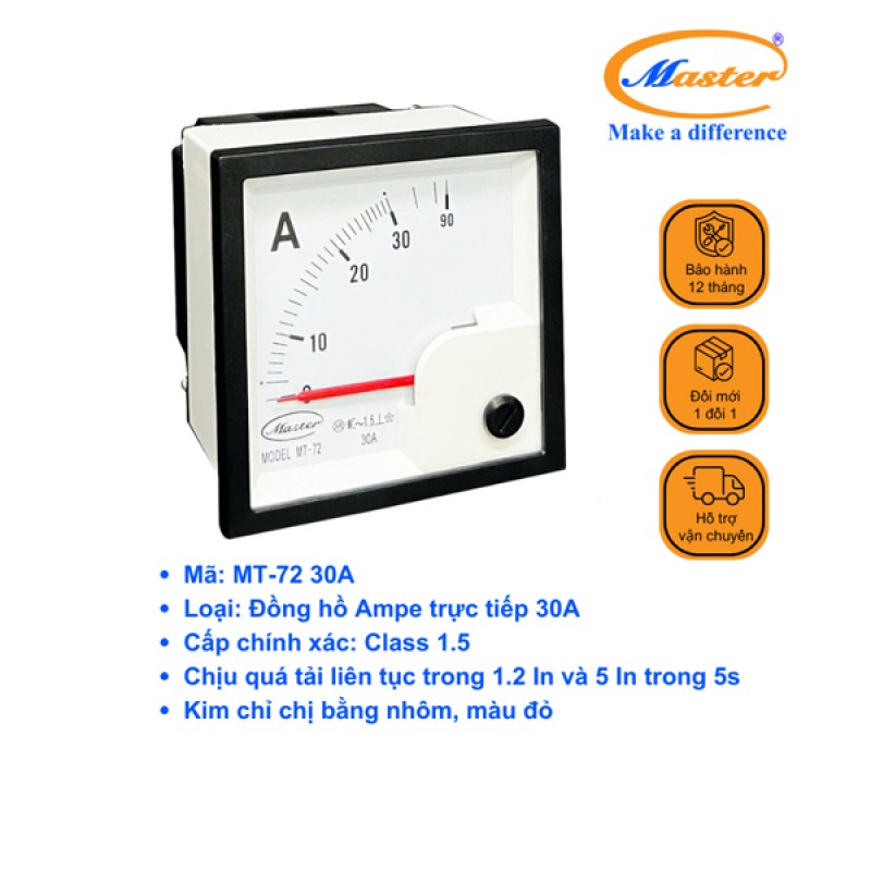 Đồng Hồ Đo Ampe MT-72 30A Master