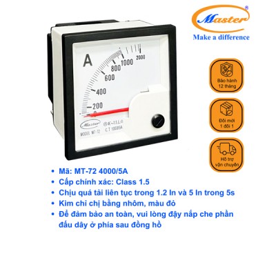 Đồng Hồ Đo Ampe MT-72 4000/5A CL1.5 Master