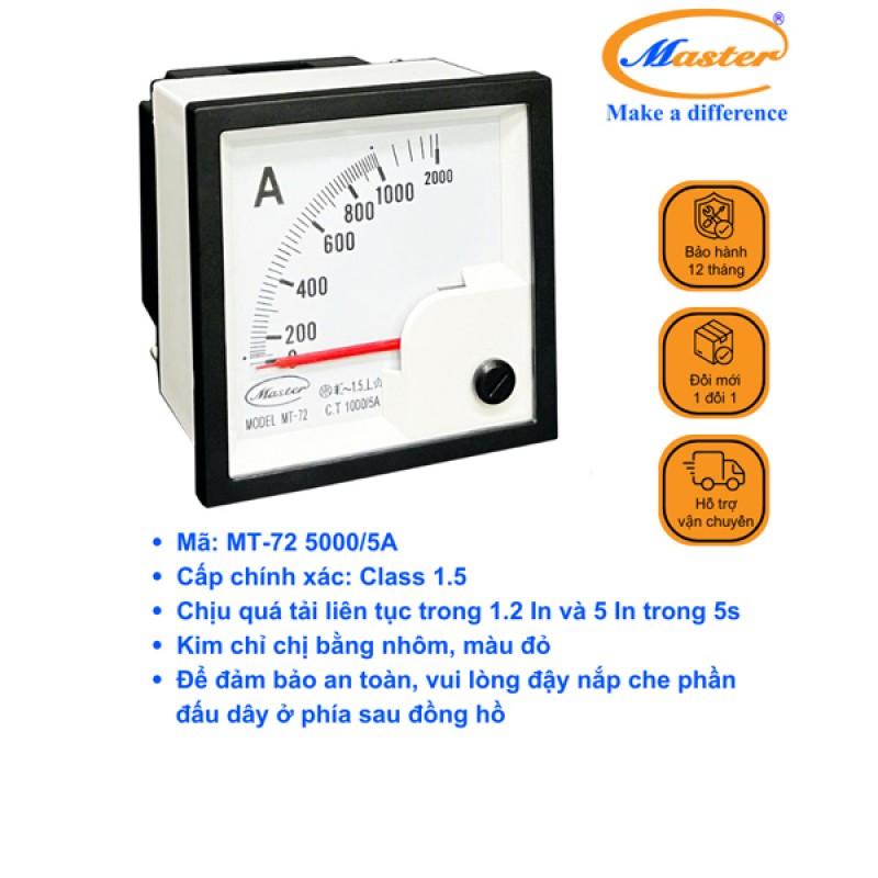 Đồng Hồ Đo Ampe MT-72 5000/5A CL1.5 Master