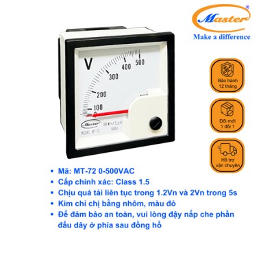 Đồng Hồ Đo Volt MT-72 0-500VAC Master