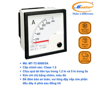Đồng Hồ Đo Ampe MT-72 6000/5A CL1.5 Master