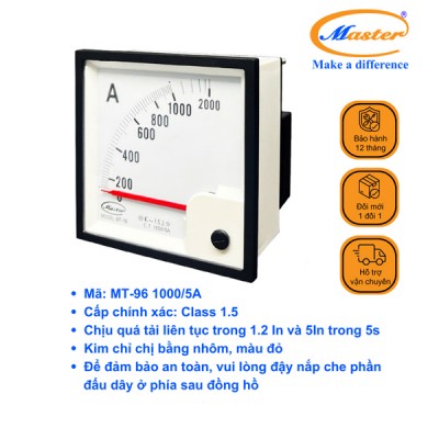 Đồng Hồ Đo Ampe MT-96 1000/5A CL1.5 Master