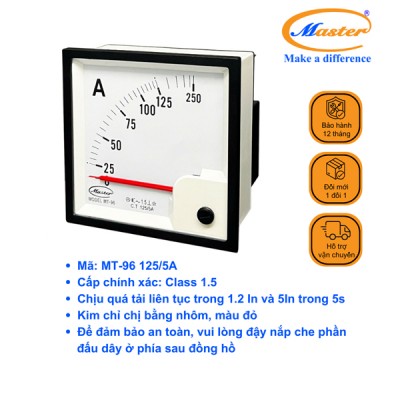 Đồng Hồ Đo Ampe MT-96 125/5A CL1.5 Master