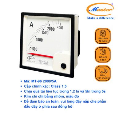 Đồng Hồ Đo Ampe MT-96 2000/5A CL1.5 Master
