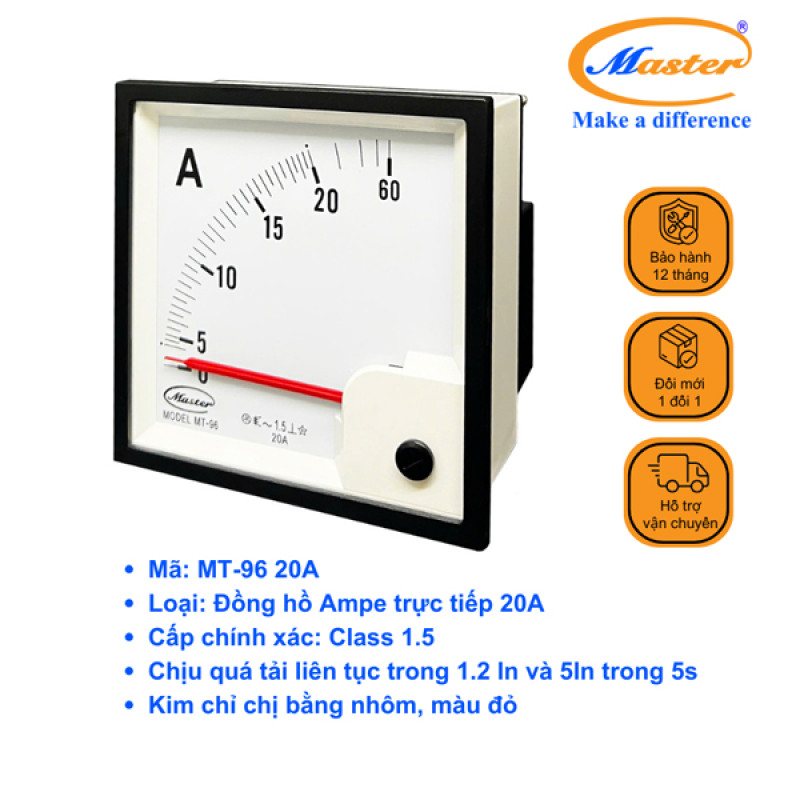 Đồng Hồ Đo Ampe Trực Tiếp MT-96 20A Master