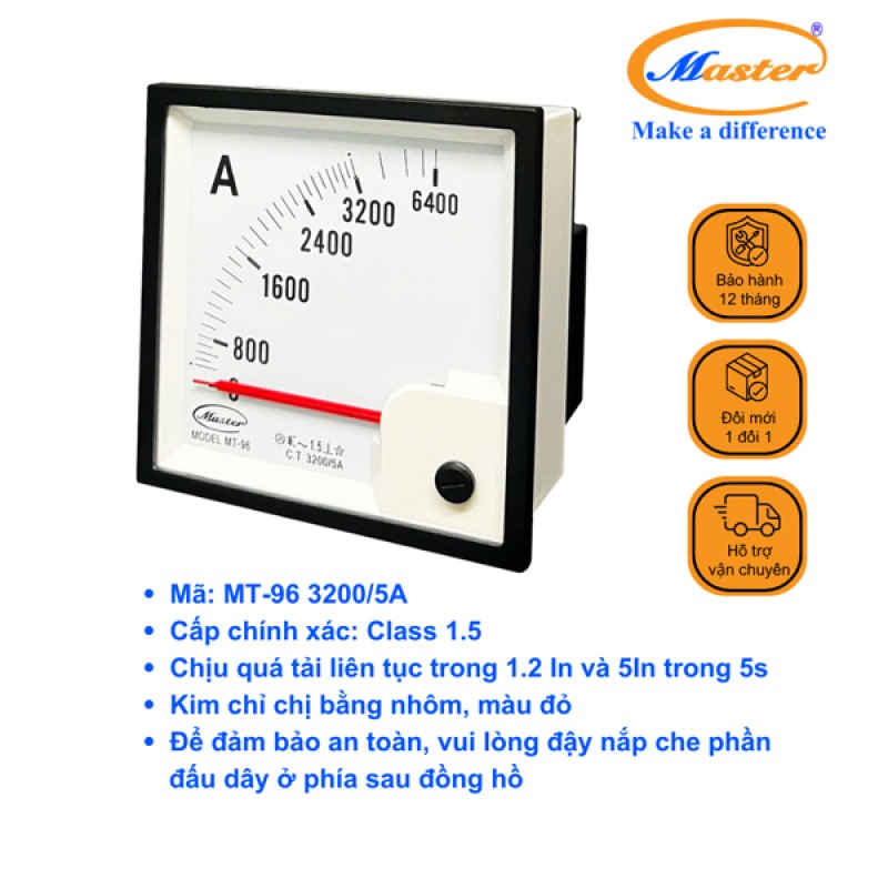 Đồng Hồ Đo Ampe MT-96 3200/5A CL1.5 Master
