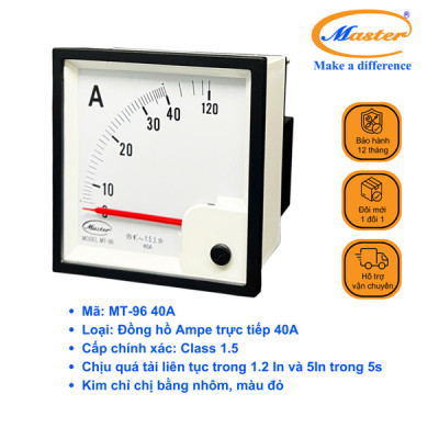 Đồng Hồ Đo Ampe Trực Tiếp MT-96 40A Master