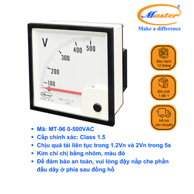 Đồng Hồ Đo Volt MT-96 0-500VAC Master