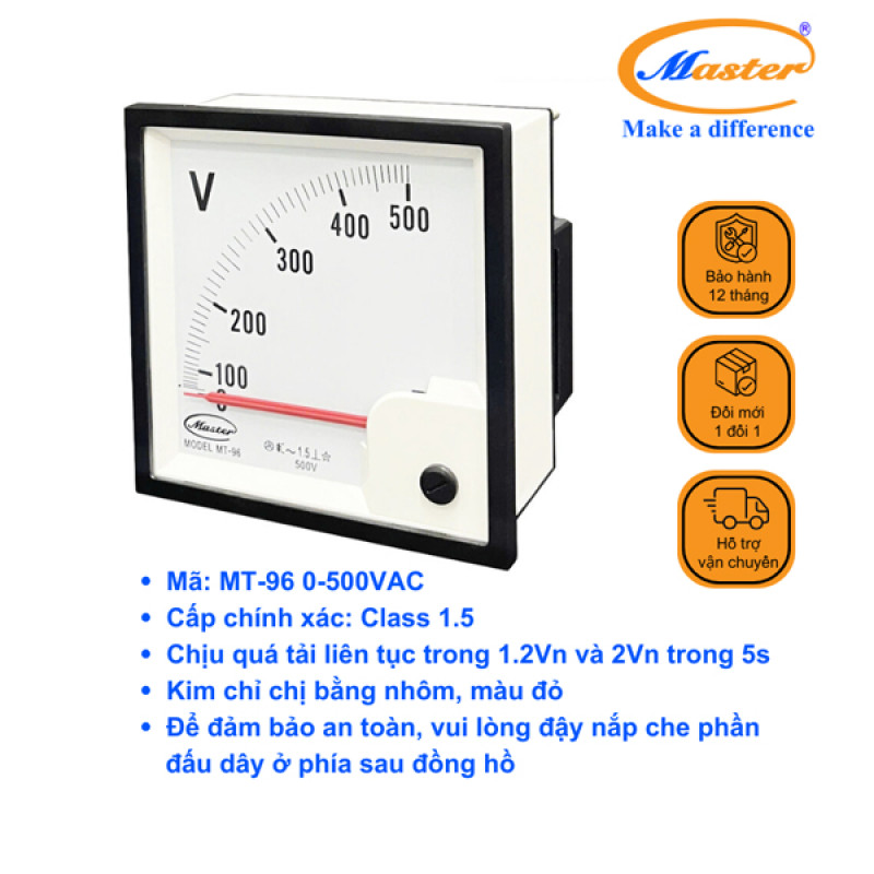 Đồng Hồ Đo Volt MT-96 0-500VAC Master