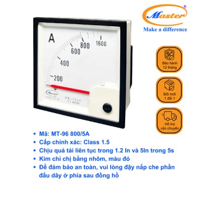 Đồng Hồ Đo Ampe MT-96 800/5A CL1.5 Master