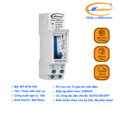 Timer 24H Loại Cơ MT-ATS-16A Master