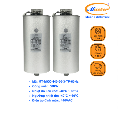 Tụ Bù Chống Cháy Nổ Master Tròn Loại Khô 3P 50KVAR 440VAC 60HZ