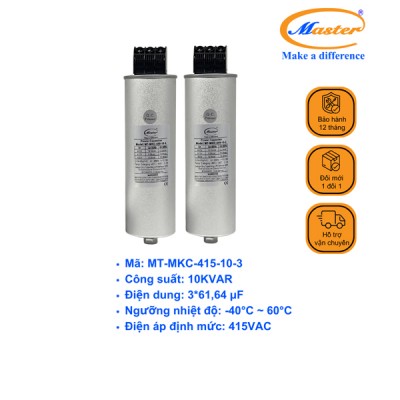 Tụ Bù Chống Cháy Nổ Master Tròn Loại Khô 3P 10KVAR 415VAC