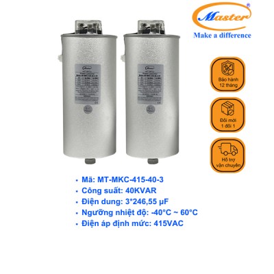 Tụ Bù Chống Cháy Nổ Master Tròn Loại Khô 3P 40KVAR 415VAC