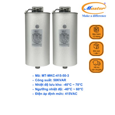 Tụ Bù Chống Cháy Nổ Master Tròn Loại Khô 3P 50KVAR 415VAC