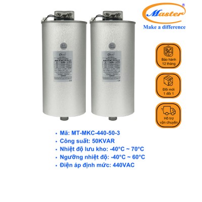 Tụ Bù Chống Cháy Nổ Master Tròn Loại Khô 3P 50KVAR 440VAC