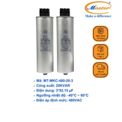 Tụ Bù Chống Cháy Nổ Master Tròn Loại Khô 3P 20KVAR 480VAC
