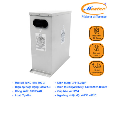 Tụ Bù Chống Cháy Nổ Master 3P 100KVAR 415VAC- LOẠI DẦU, IP54