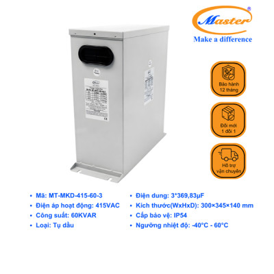 Tụ Bù Chống Cháy Nổ Master 3P 60KVAR 415VAC- LOẠI DẦU, IP54