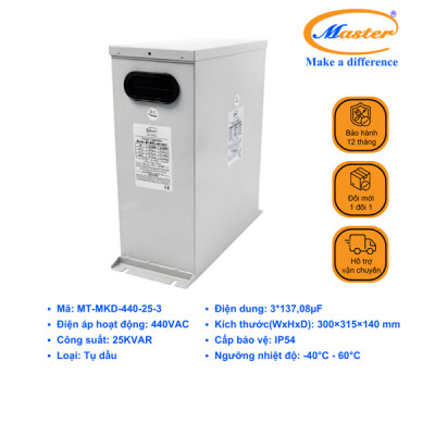 Tụ Bù Chống Cháy Nổ Master 3P 25KVAR 440VAC- LOẠI DẦU, IP54