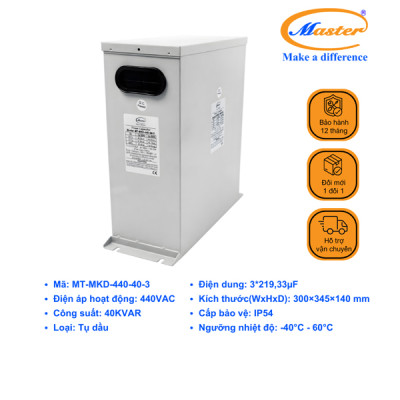 Tụ Bù Chống Cháy Nổ Master 3P 40KVAR 440VAC- LOẠI DẦU, IP54