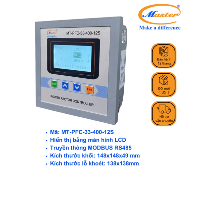 Bộ Điều Khiển Tụ Bù MT-PFC-33-400-12S Master