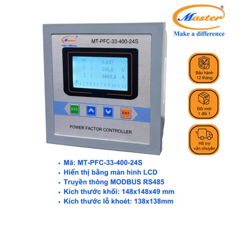 Bộ Điều Khiển Tụ Bù MT-PFC-33-400-24S Master