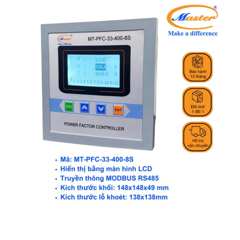 Bộ Điều Khiển Tụ Bù Hệ Số Công Suất MT-PFC-33-400-8S Master