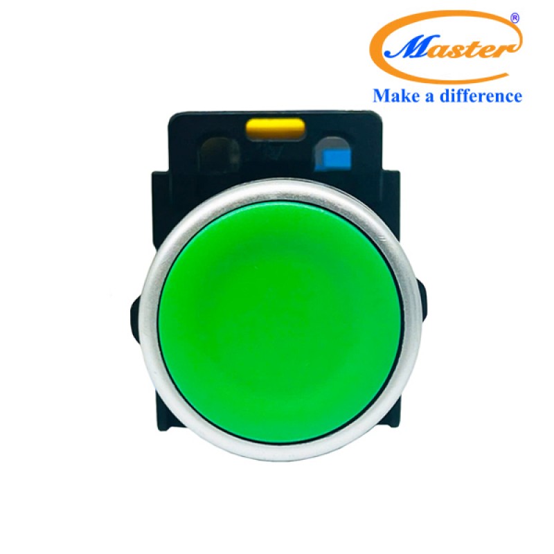 Nút Nhấn ON Màu Xanh Lá Master - Viền Mạ Bạc