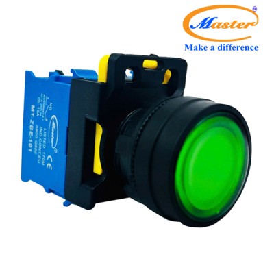 Nút Nhấn ON Có Đèn Màu Xanh Lá Master - Loại Tự Giữ