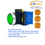 Nút Nhấn ON Có Đèn Xanh Lá MASTER - Loại Tự Giữ, Viền Mạ Bạc