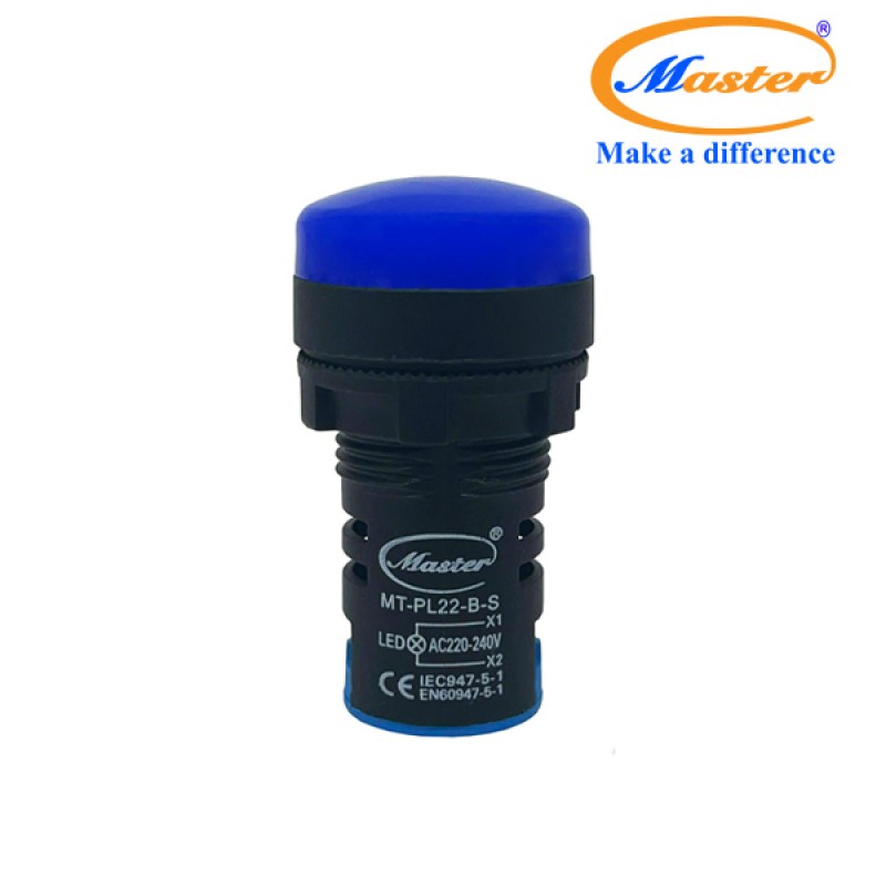 Đèn Báo Pha Xanh Dương Master - Đầu Vòm Phản Quang