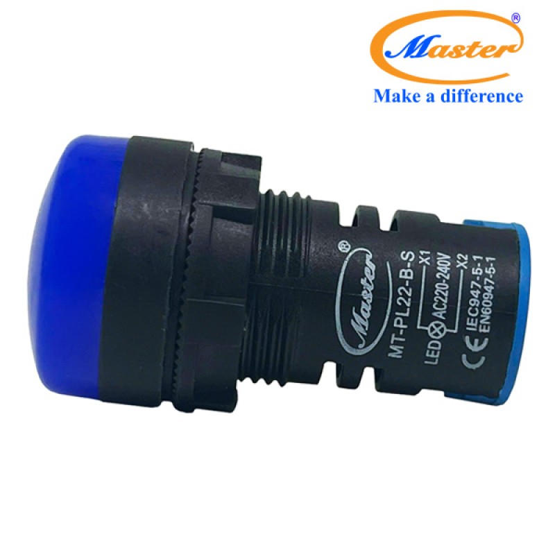 Đèn Báo Pha Xanh Dương Master - Đầu Vòm Phản Quang