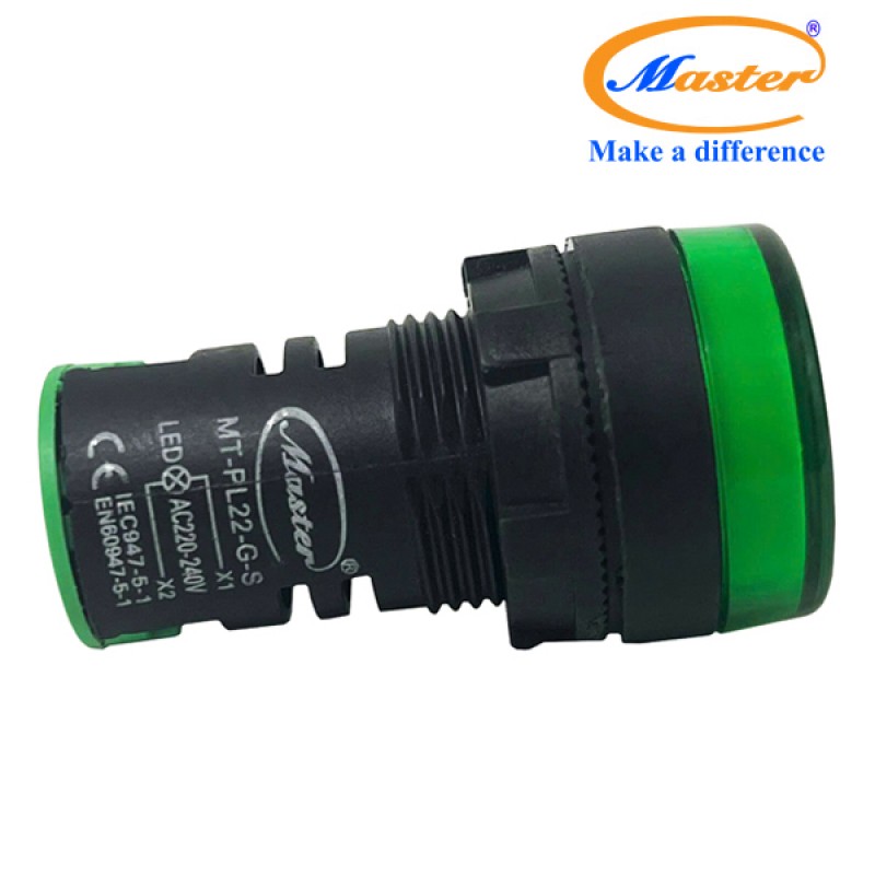Đèn Báo Pha Xanh Lá Master - Đầu Phẳng