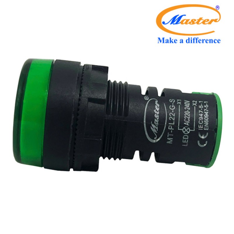 Đèn Báo Pha Xanh Lá Master - Đầu Phẳng