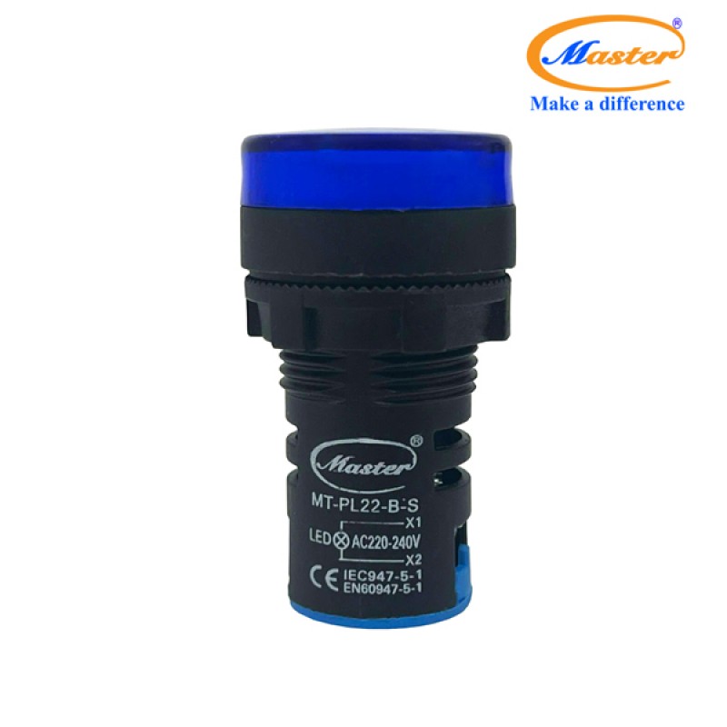 Đèn Báo Pha Xanh Dương Master - Đầu Phẳng