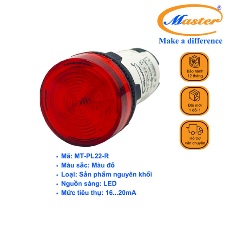 Đèn báo led đỏ Master
