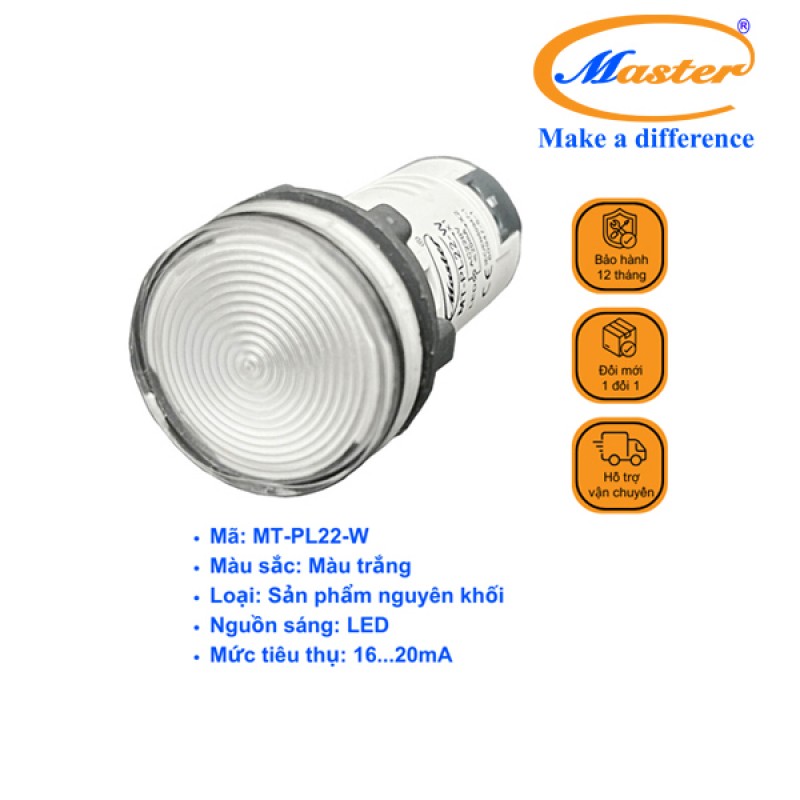 Đèn báo led trắng Master