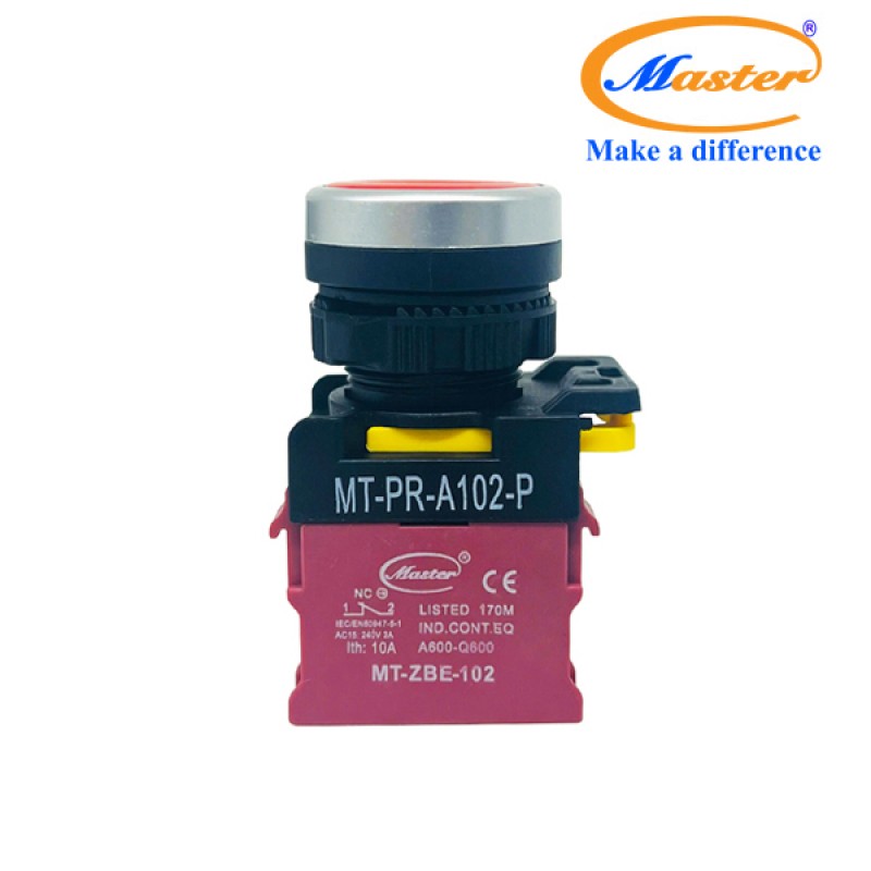 Nút Nhấn OFF Màu Đỏ Master - Viền Mạ Bạc