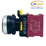Nút Nhấn OFF Có Đèn Đỏ MASTER - Loại Tự Nhả, Viền Mạ Bạc