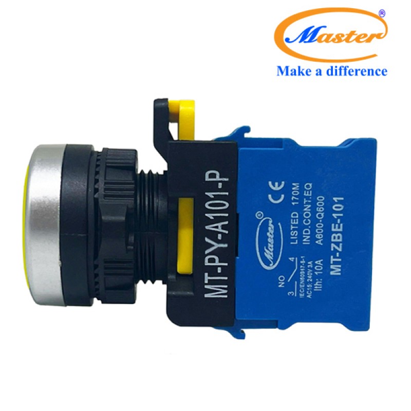 Nút Nhấn RESET Màu Vàng Master - Viền Mạ Bạc