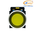 Nút Nhấn RESET Có Đèn Vàng MASTER - Loại Tự Giữ, Viền Mạ Bạc