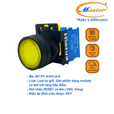 Nút Nhấn Reset Có Đèn Màu Vàng Master - Loại Tự Giữ